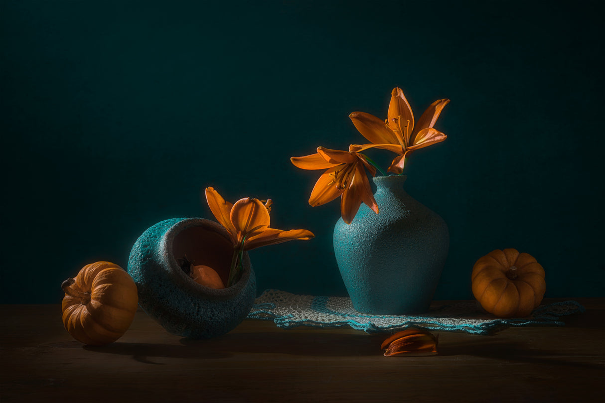Orange Lily and Squash Poster och Canvastavla