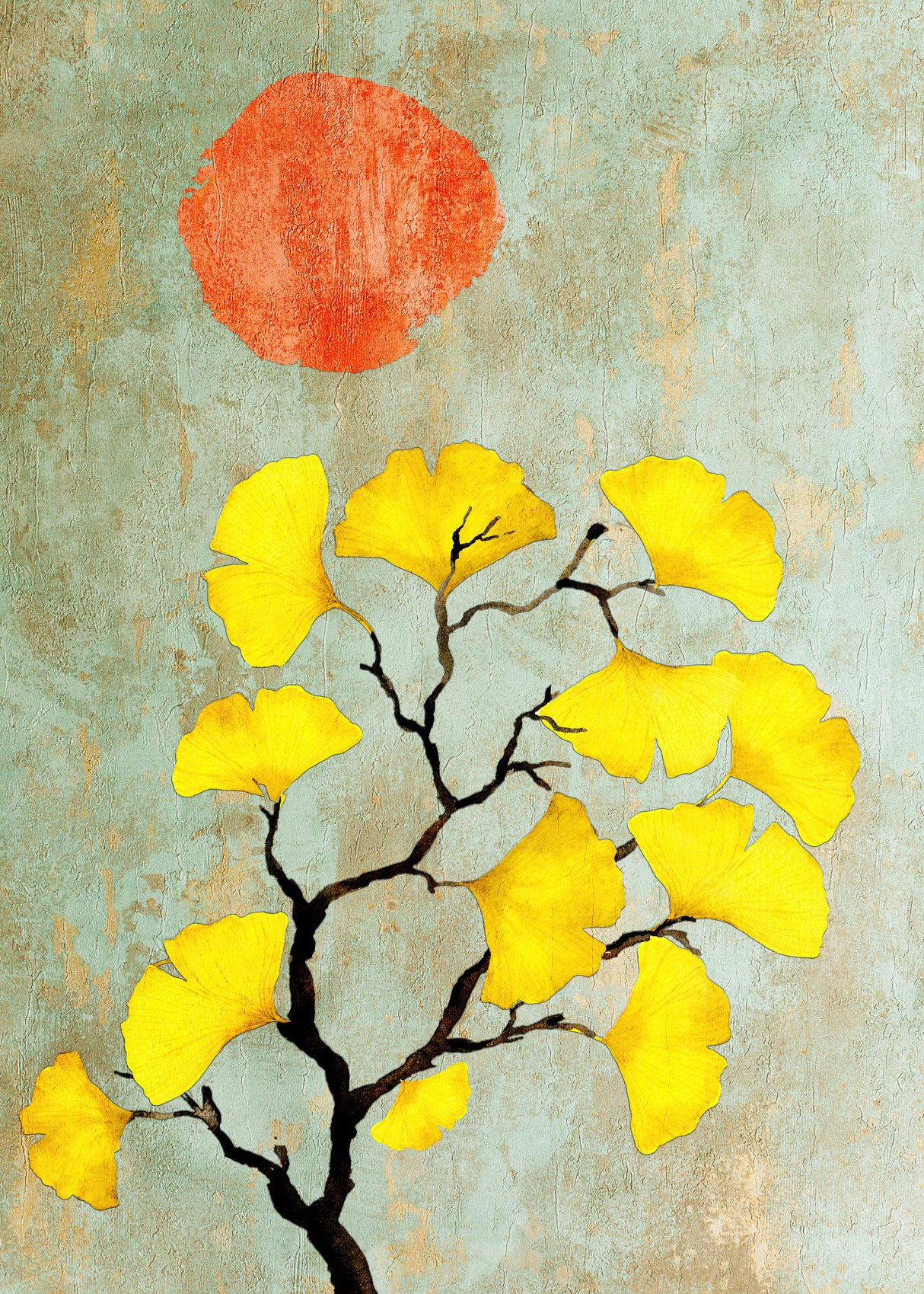 Ginko biloba and sun Poster och Canvastavla