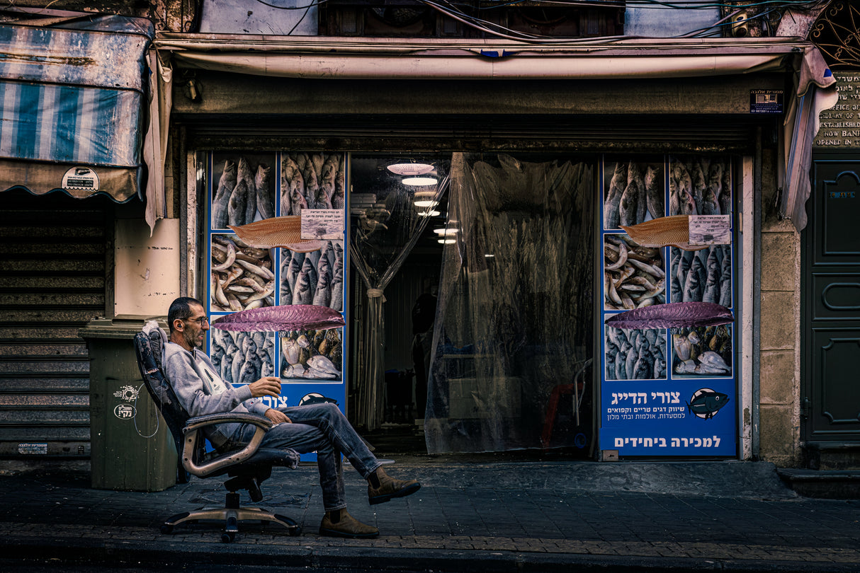 Jaffa's fishmonger street relax Poster och Canvastavla