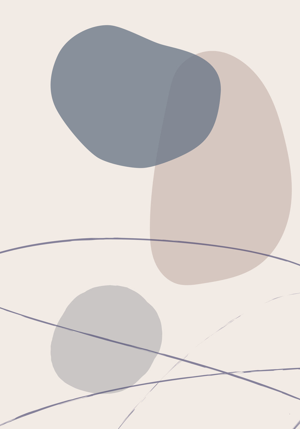 New Shapes Blue No 3 Poster och Canvastavla