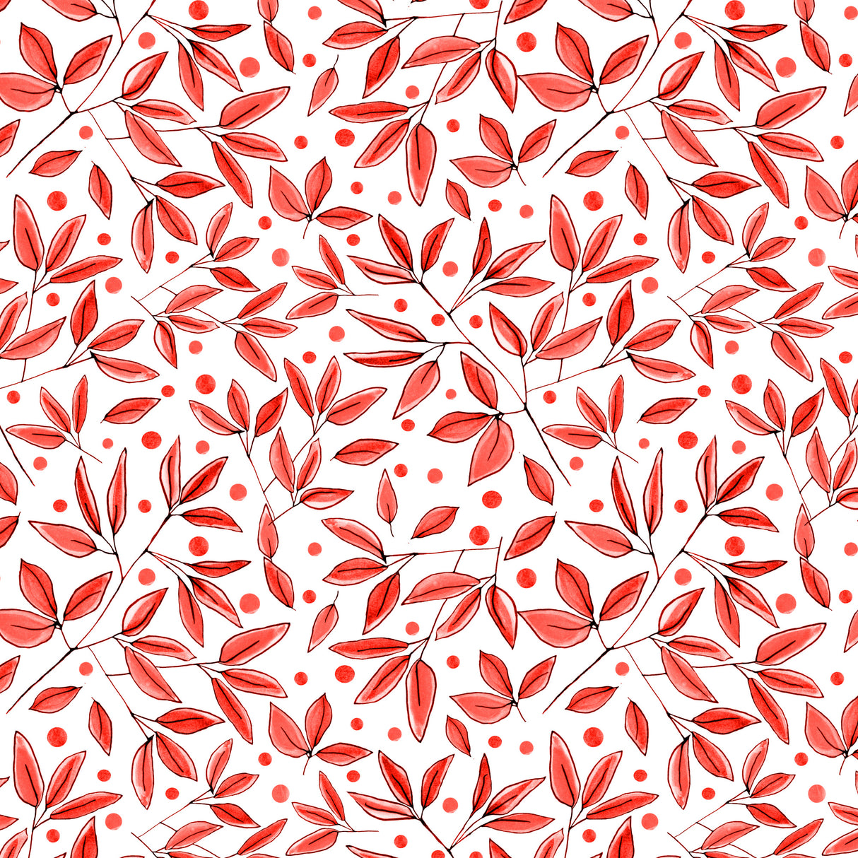Floral Branches Orange Poster och Canvastavla