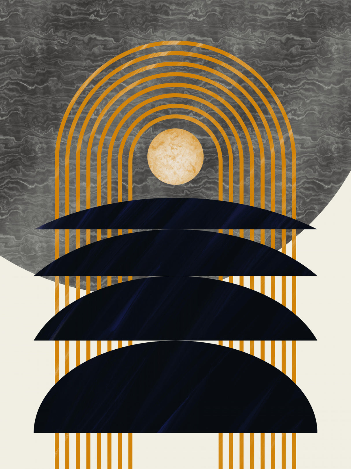 Marble Moon Geometry Poster och Canvastavla