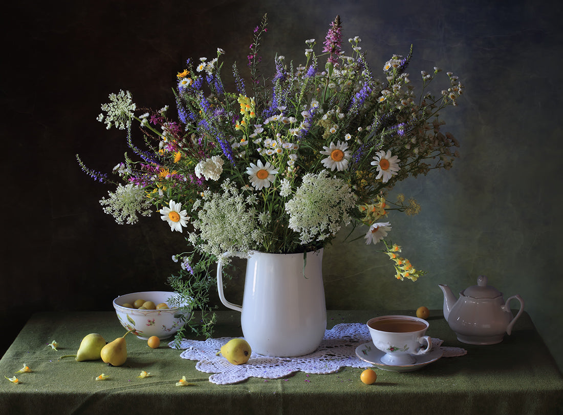 Still life with a bouquet of meadow flowers Poster och Canvastavla
