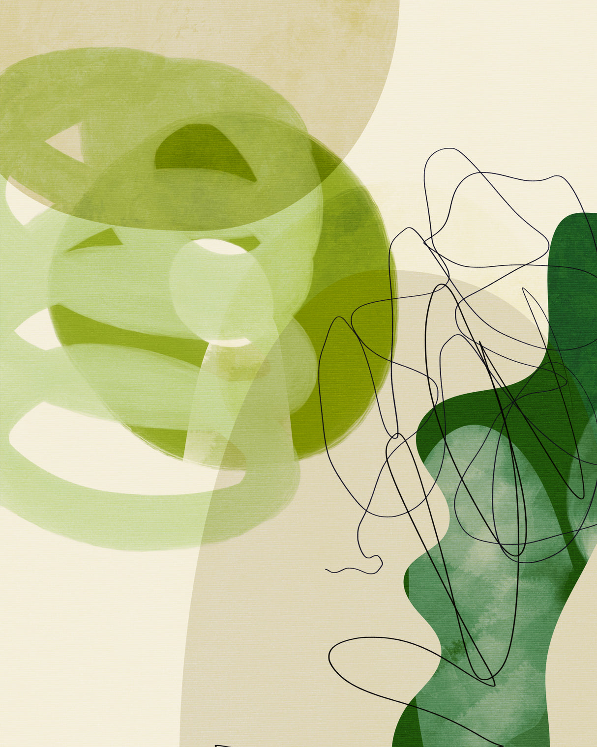 Painted Lines Green Tan 3 Kopie Poster och Canvastavla