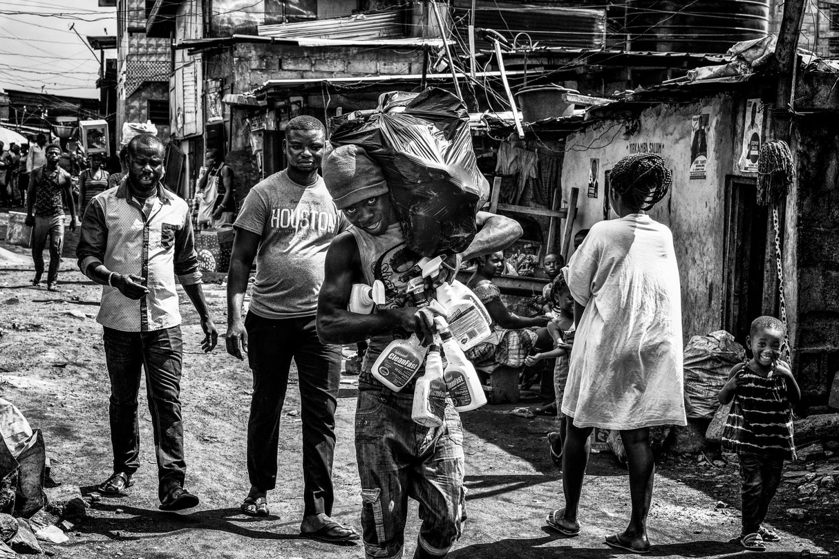 In the streets of Sodom and gomorrah area in Accra Poster och Canvastavla