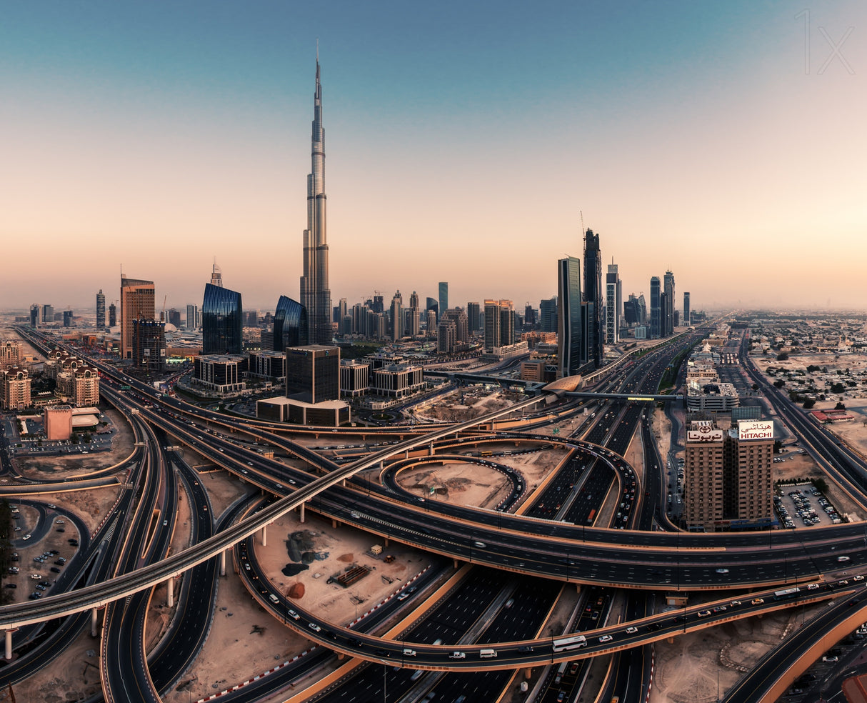 Dubai Skyline Panorama Poster och Canvastavla