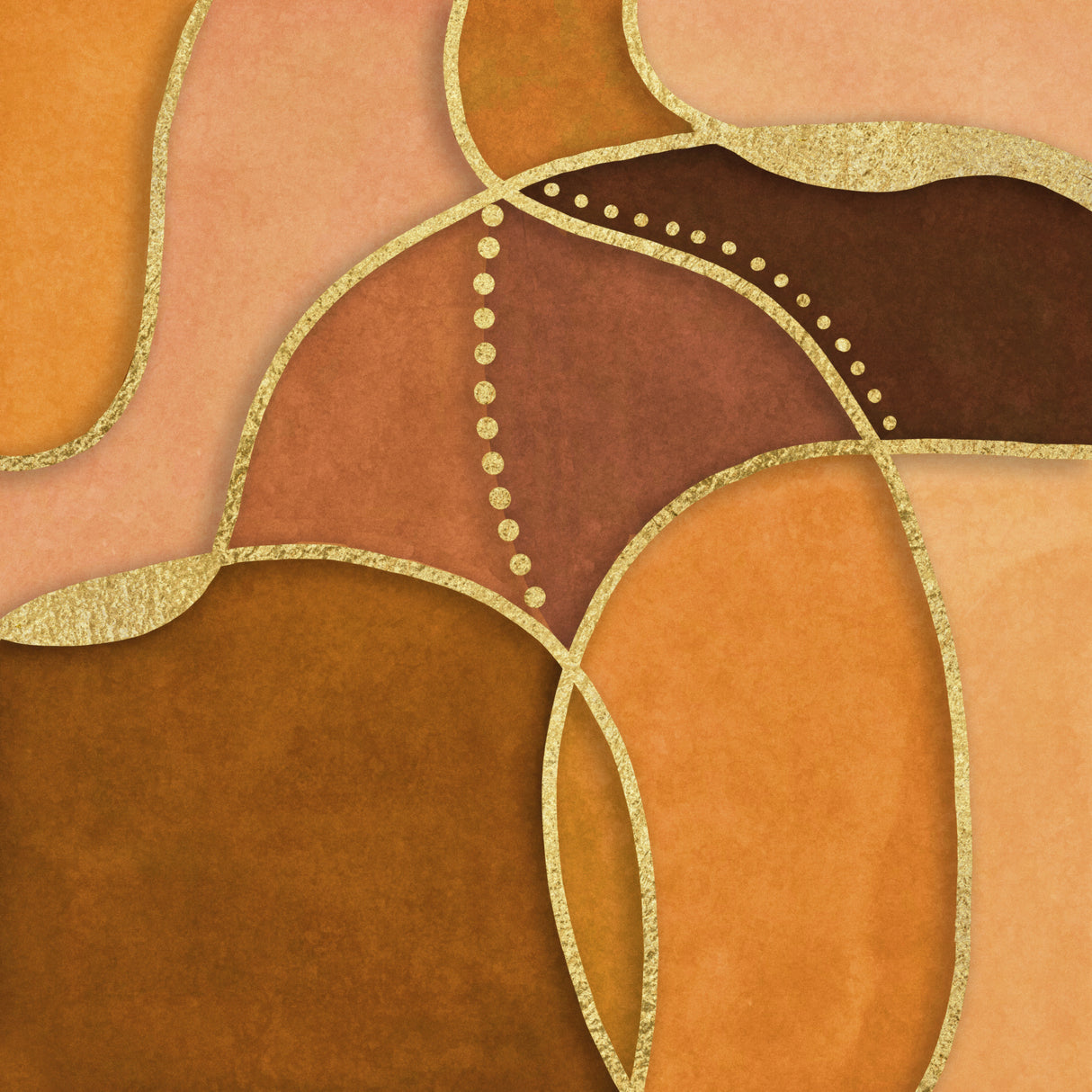 Calm Shapes Orange Gold Poster och Canvastavla