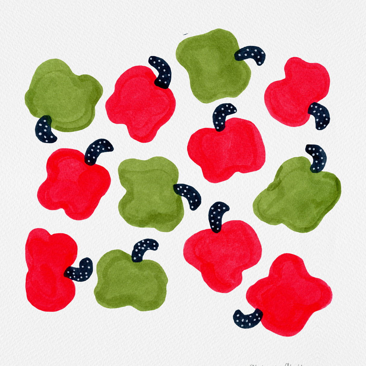 Green and Red Peppers Poster och Canvastavla