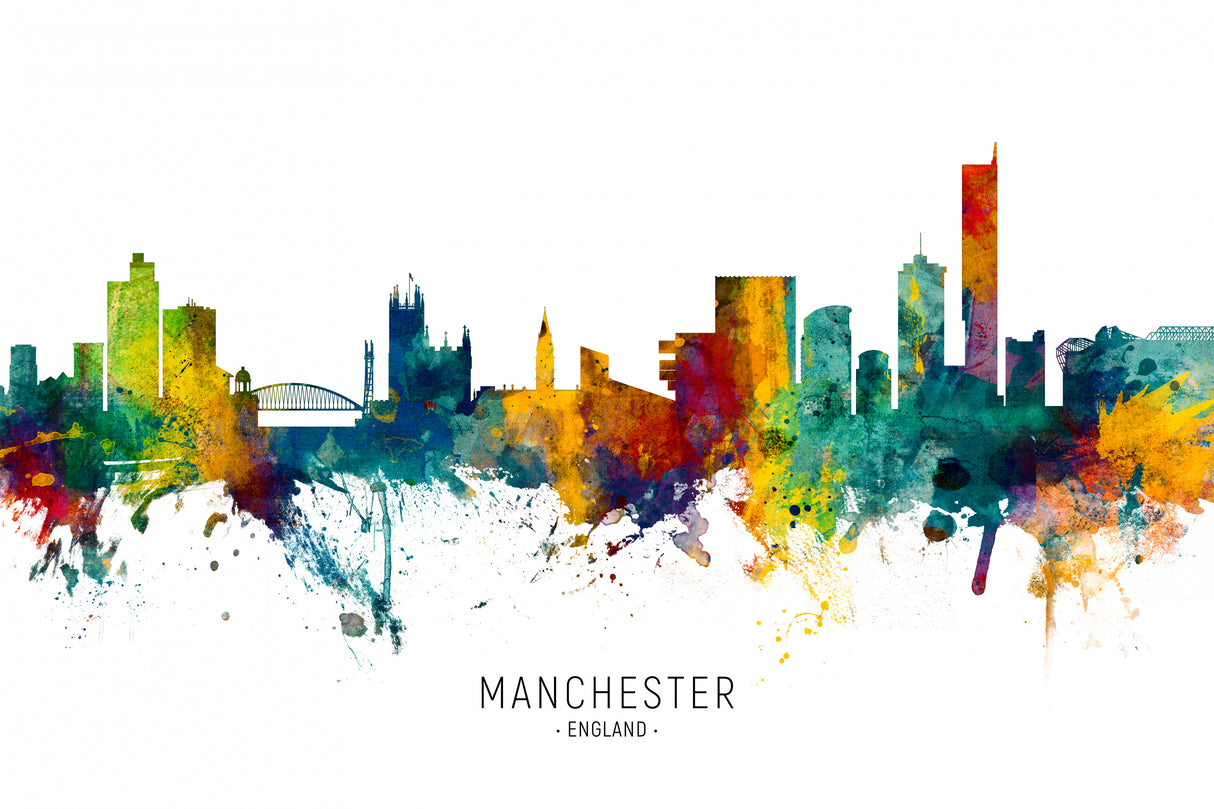 Manchester England Skyline Poster och Canvastavla