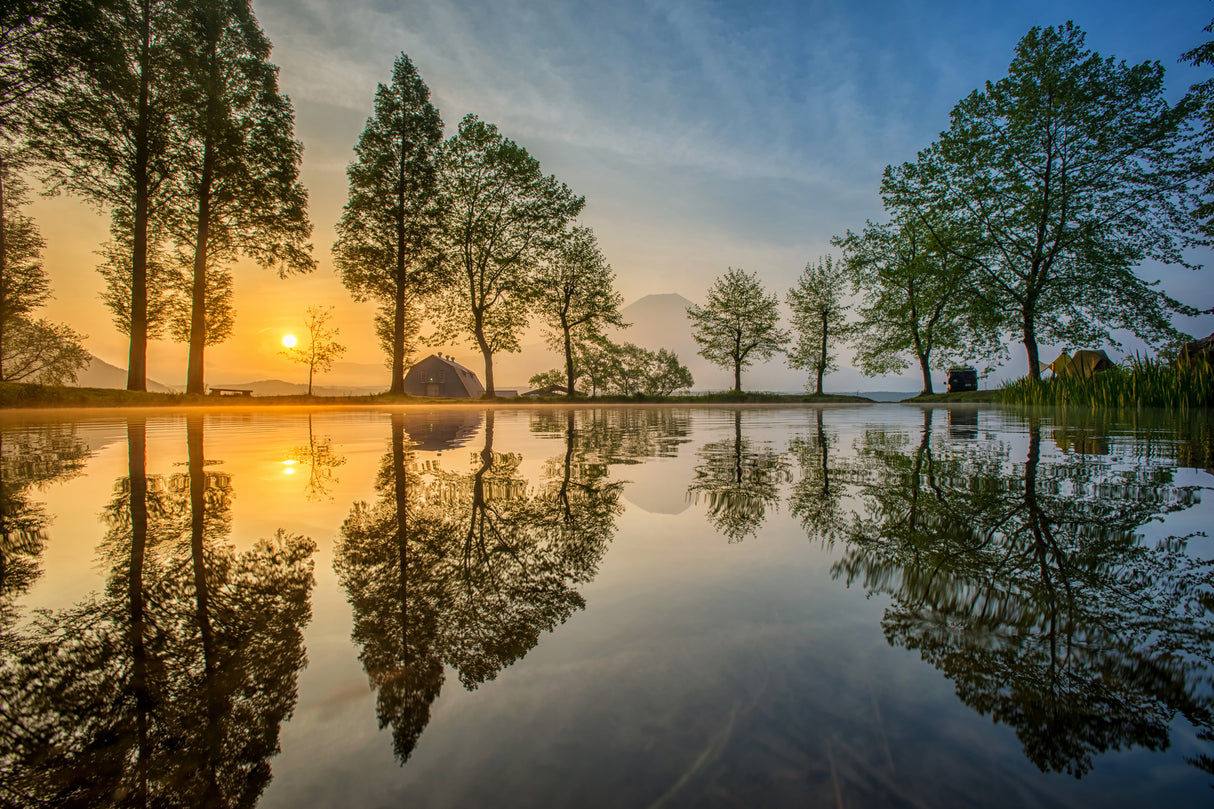Mount Fuji reflected in Lake , Japan Poster och Canvastavla