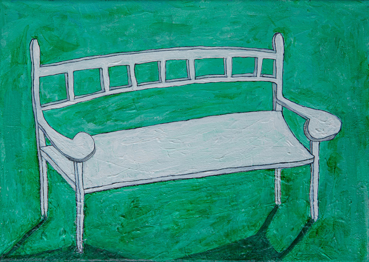 White Bench With Shadow Poster och Canvastavla