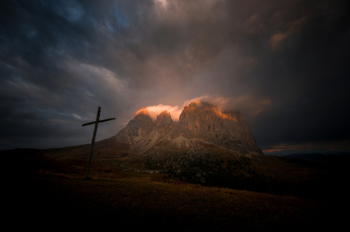 Sunrise at Sella pass (Dolomites) Poster och Canvastavla