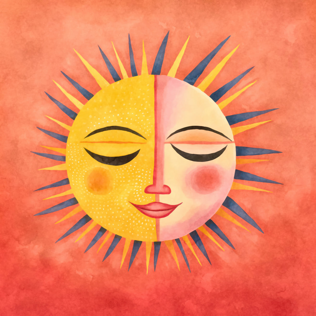 Whimsical Sun Face 1 Poster och Canvastavla