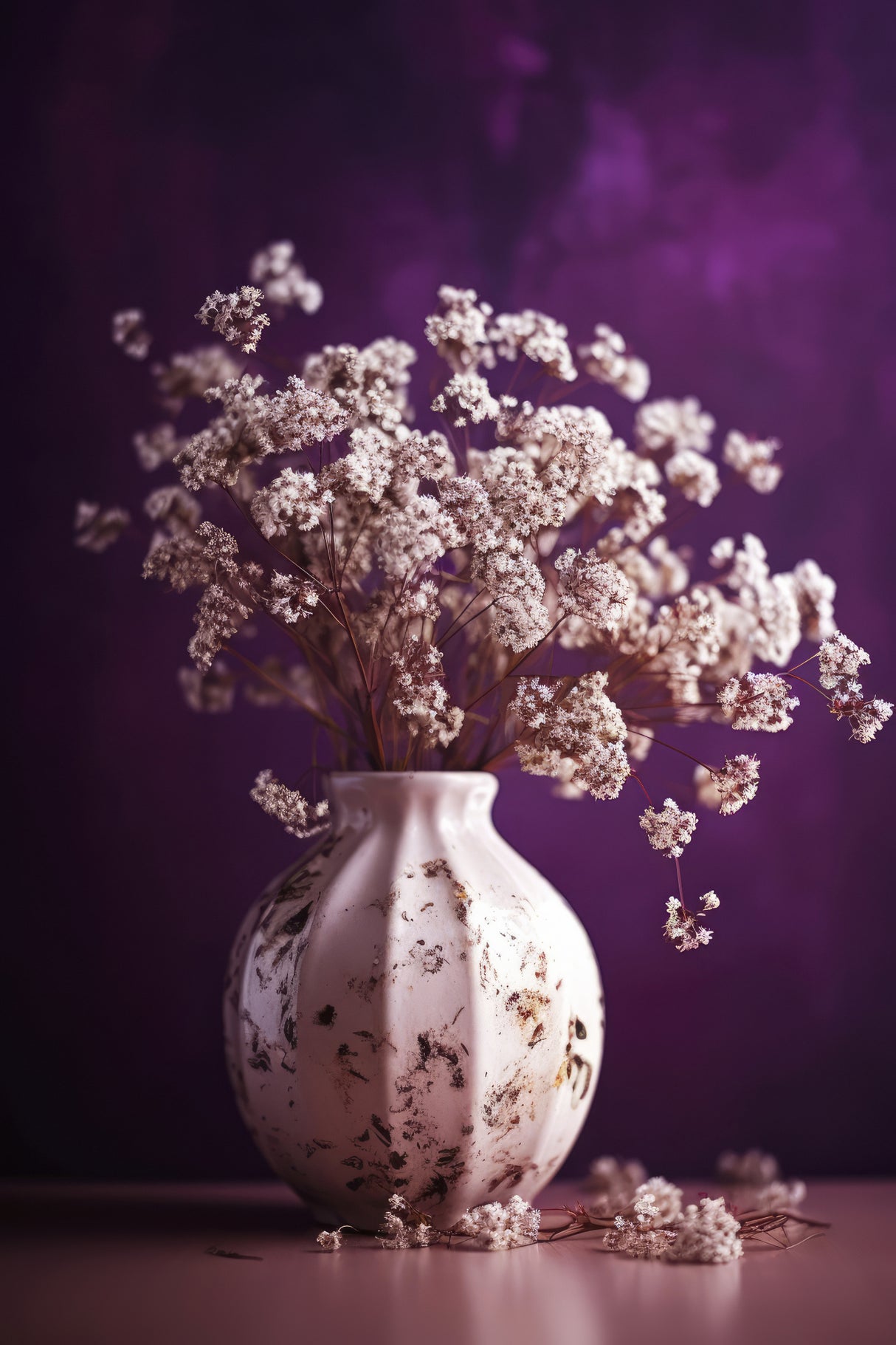Dry Flowers On Purple Background Poster och Canvastavla