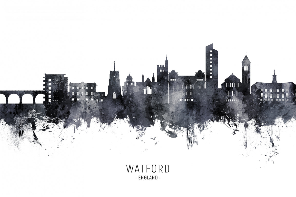Watford England Skyline Poster och Canvastavla