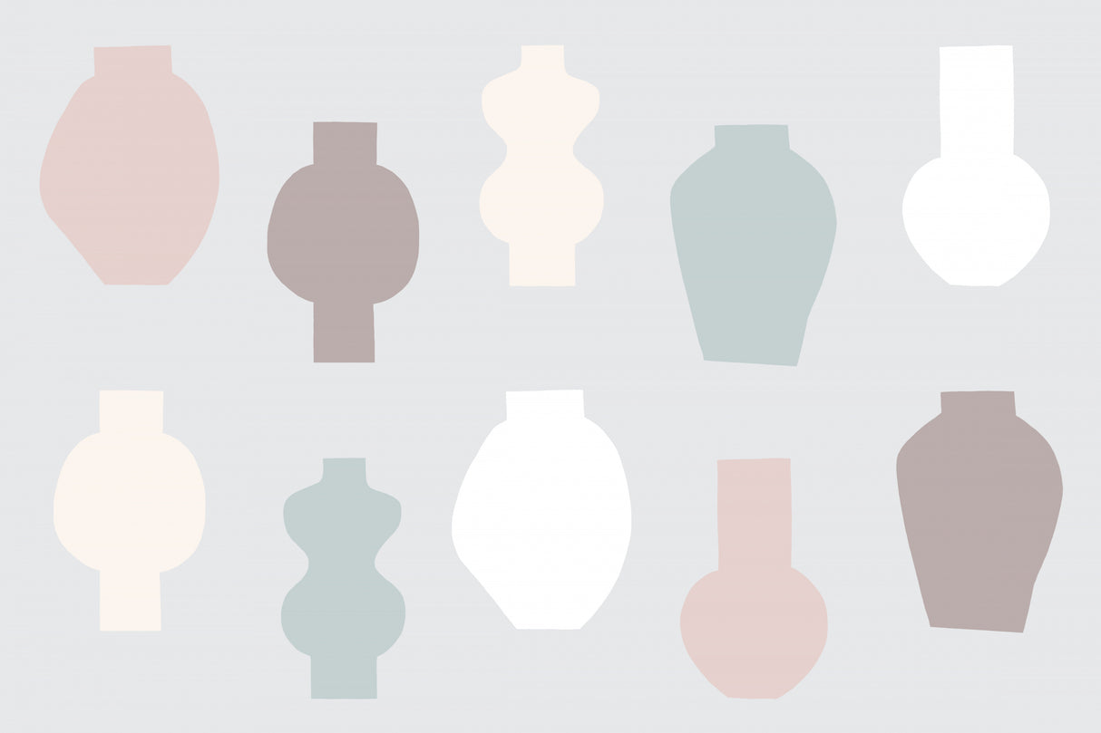 Abstract Vases Pastel Poster och Canvastavla