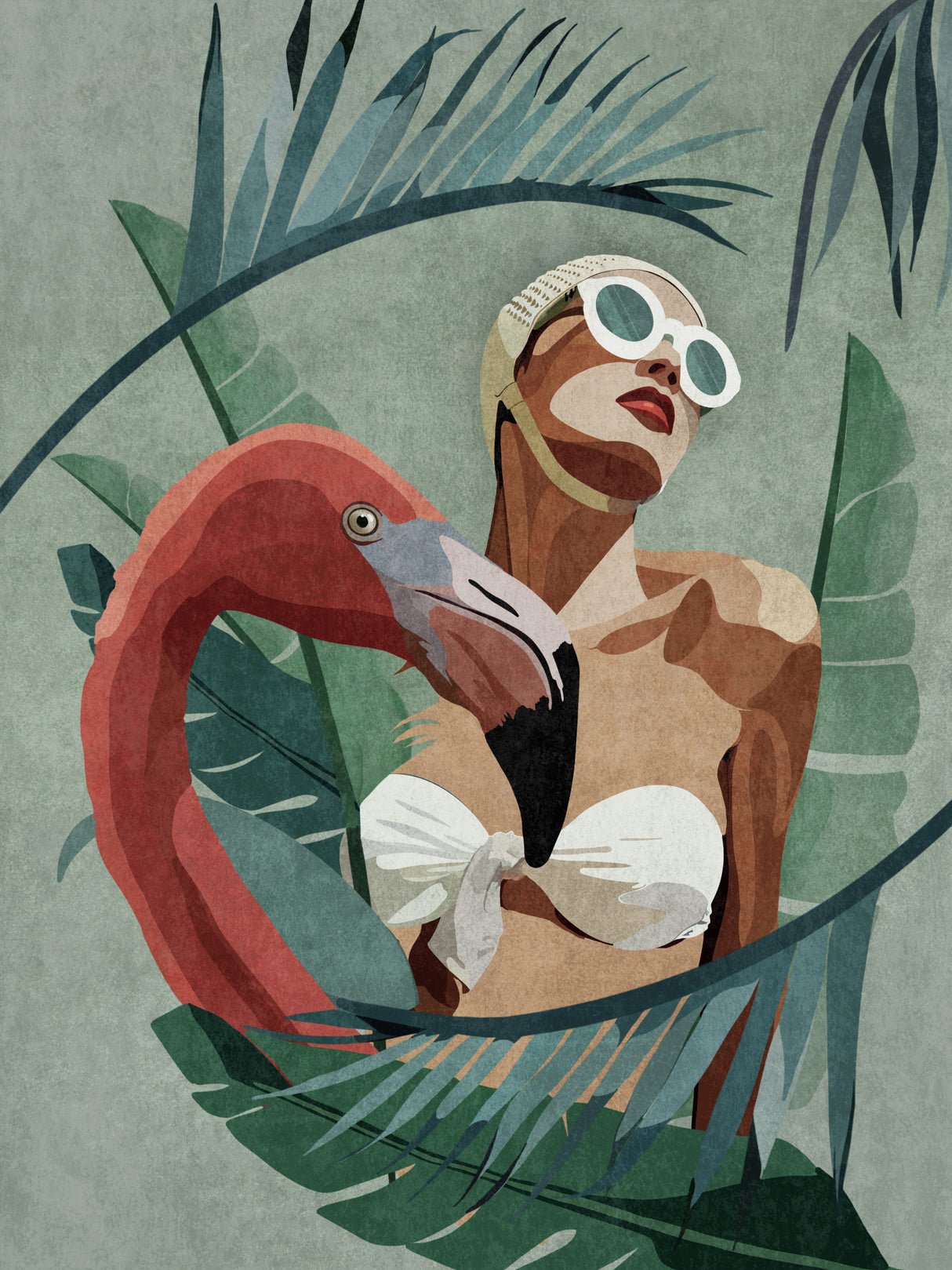 Flamingo Lady Poster och Canvastavla
