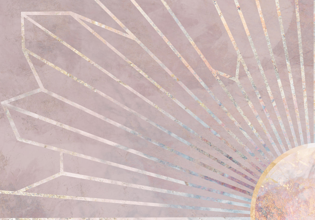 Gold geometric sun rays mural pink Poster och Canvastavla