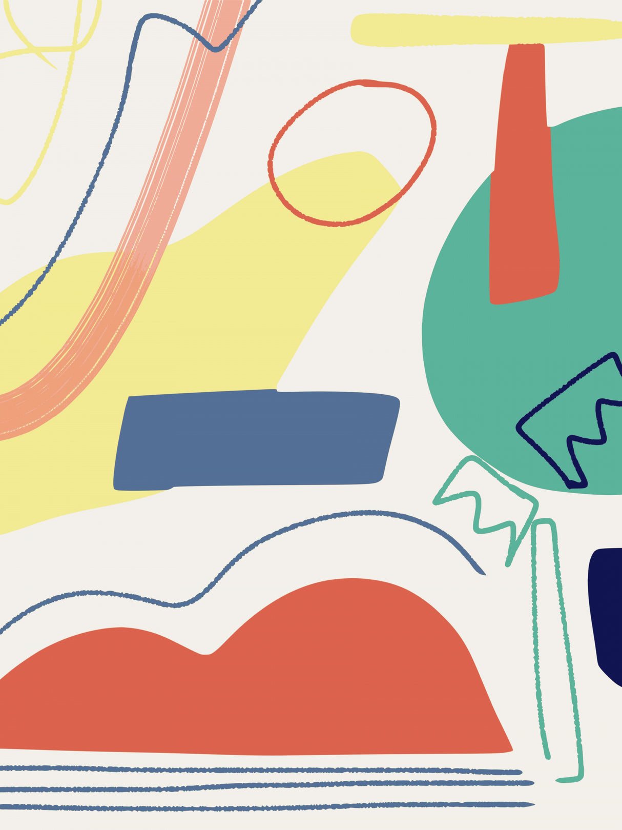 Colorful Abstract Shapes and Lines Poster och Canvastavla