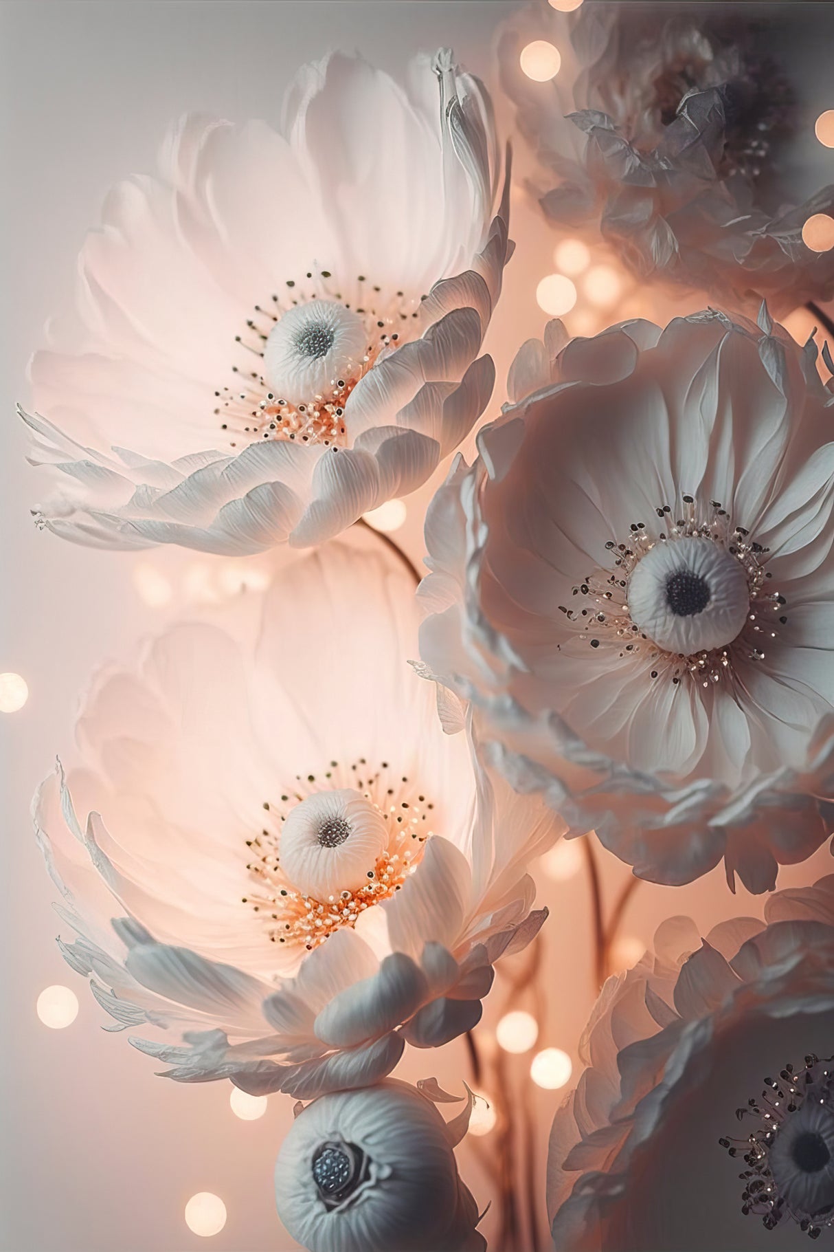 Glowing Patel Pink Flowers Poster och Canvastavla
