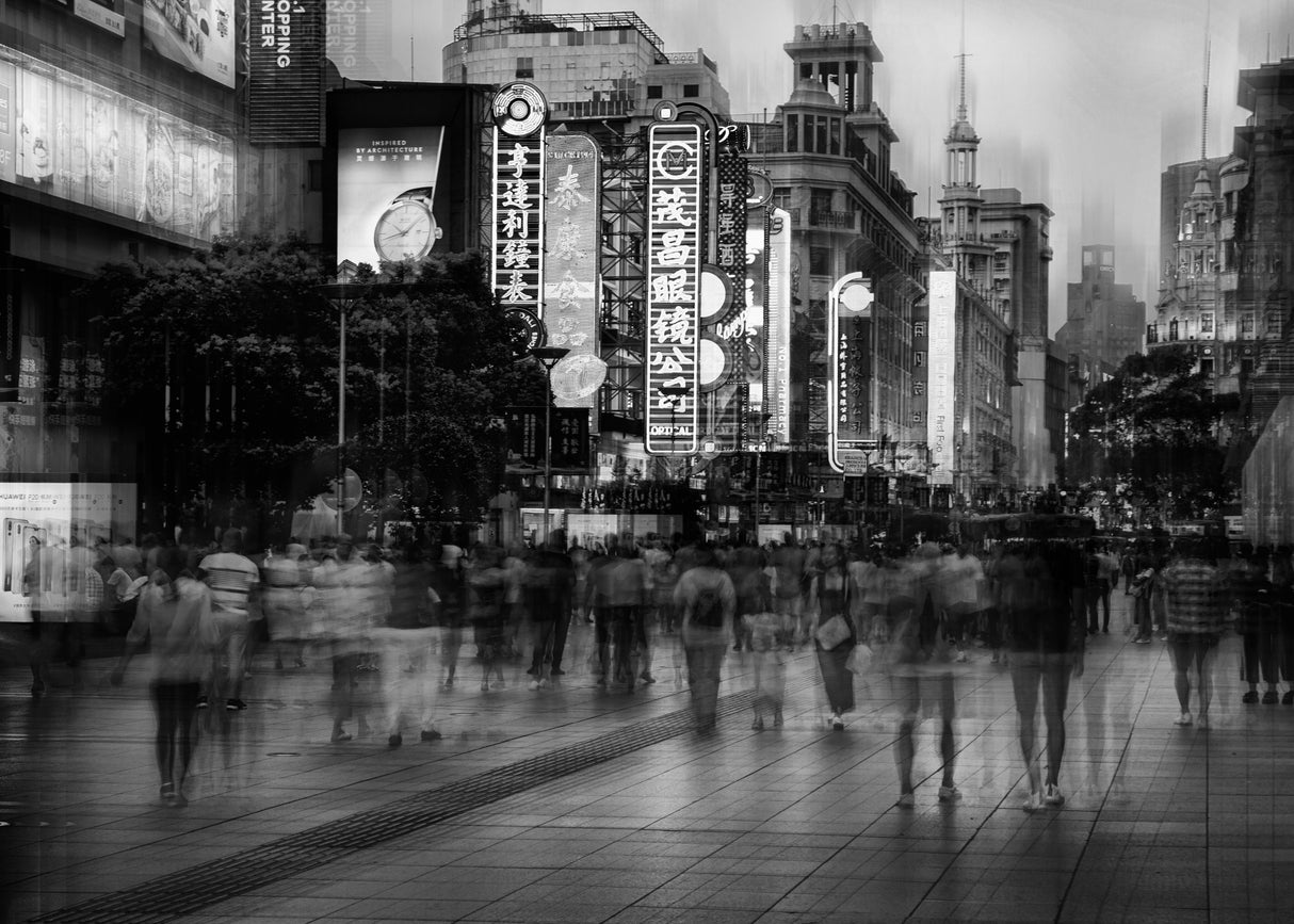 Shopping Street in Shanghai Poster och Canvastavla