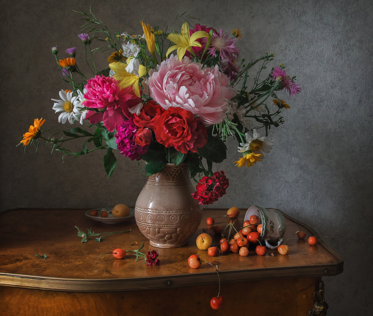 Flowers and cherries Poster och Canvastavla