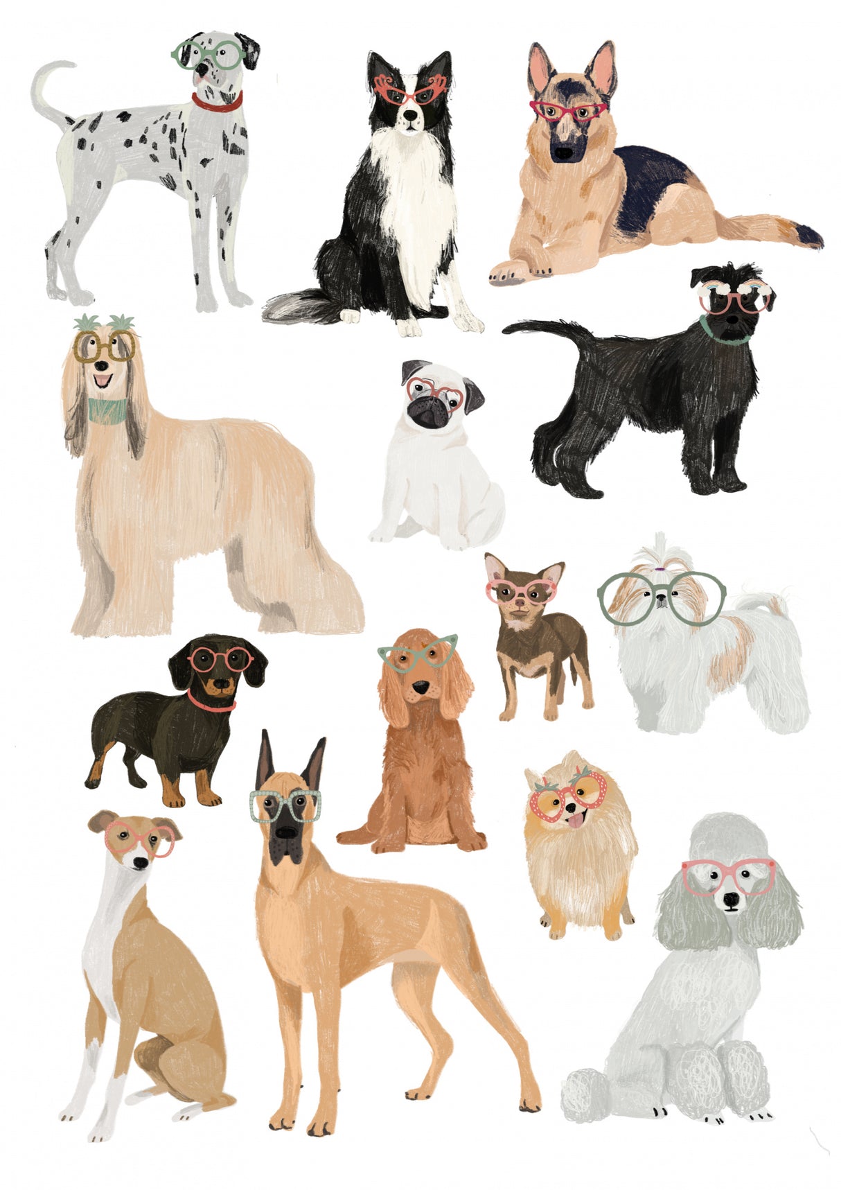 Dogs in glasses Print Poster och Canvastavla
