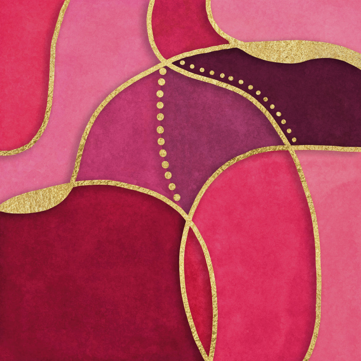 Calm Shapes Magenta Red Gold Poster och Canvastavla