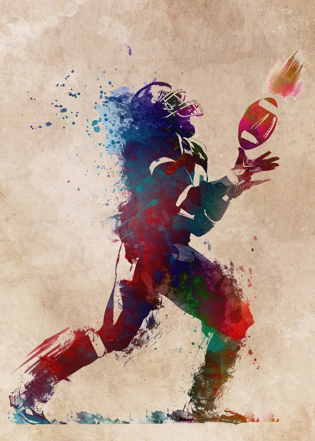 American Football Player Sport Art 5 Poster och Canvastavla