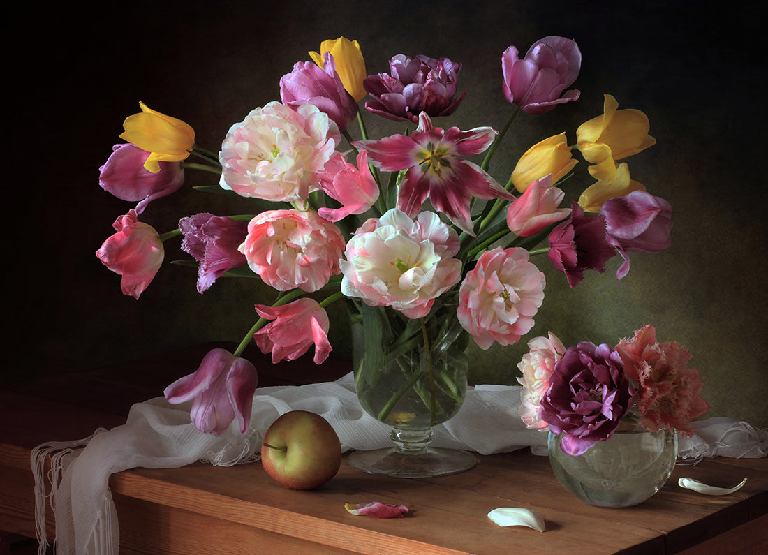 Still life with a bouquet of tulips Poster och Canvastavla
