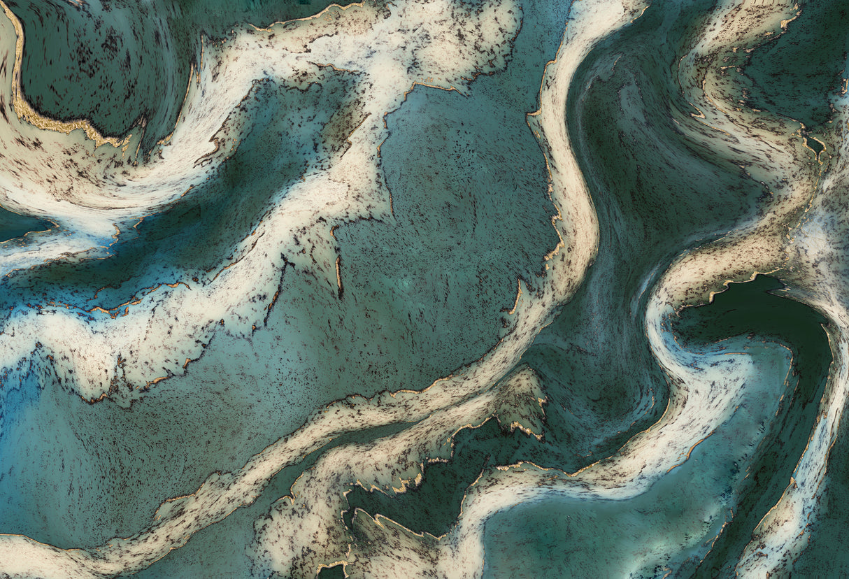 Alcohol Ink Green Gold Poster och Canvastavla