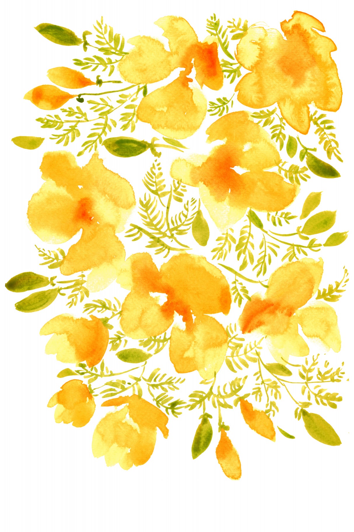 Watercolor California poppies quad 3 Poster och Canvastavla