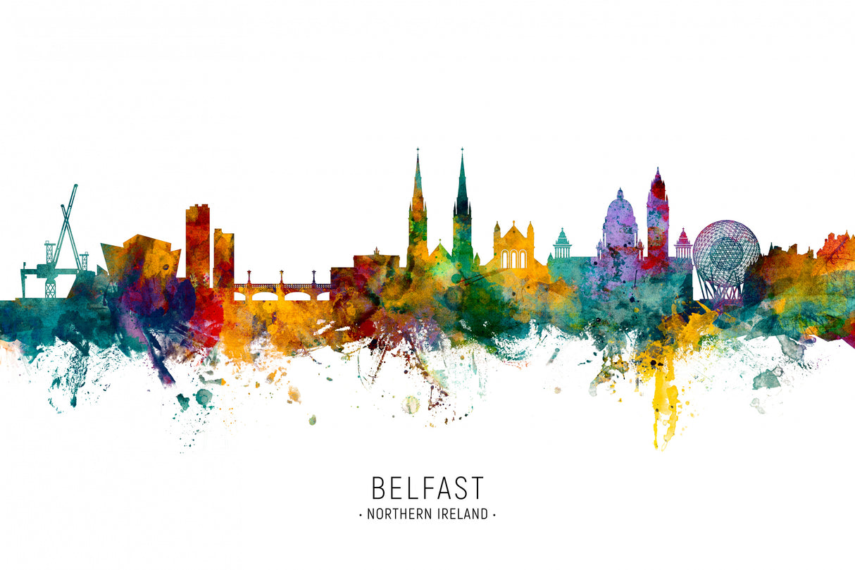 Belfast Northern Ireland Skyline Poster och Canvastavla