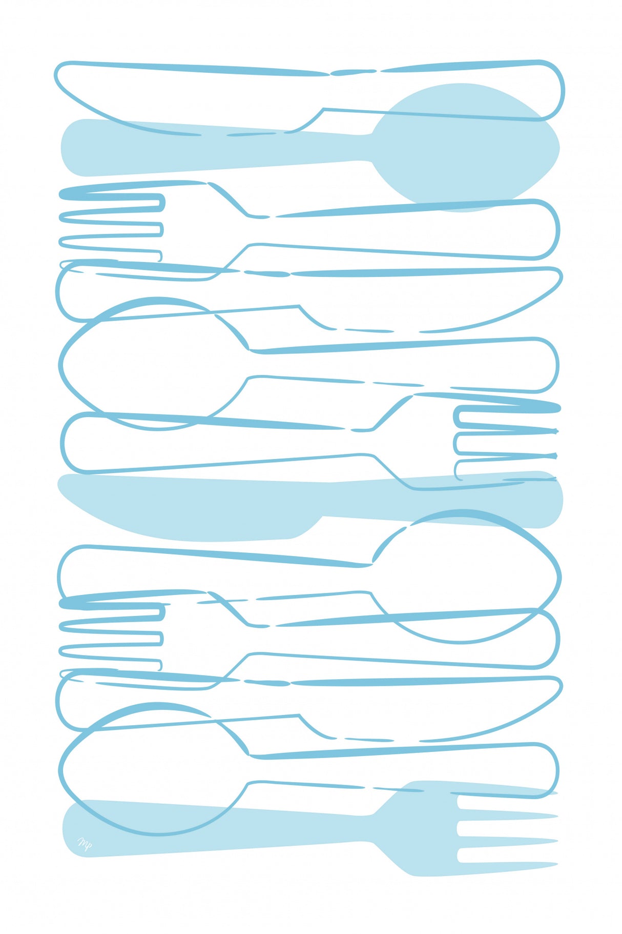 Blue Cutlery Poster och Canvastavla