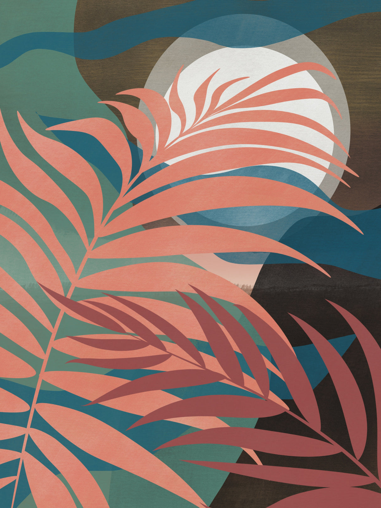 Pink Tropical Palm Leaf Poster och Canvastavla