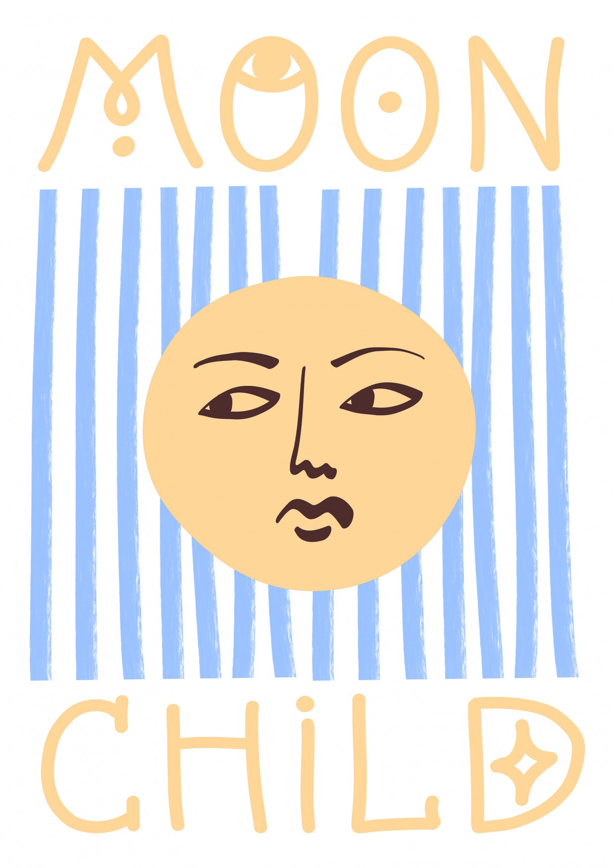 Striped Moon Child Poster och Canvastavla