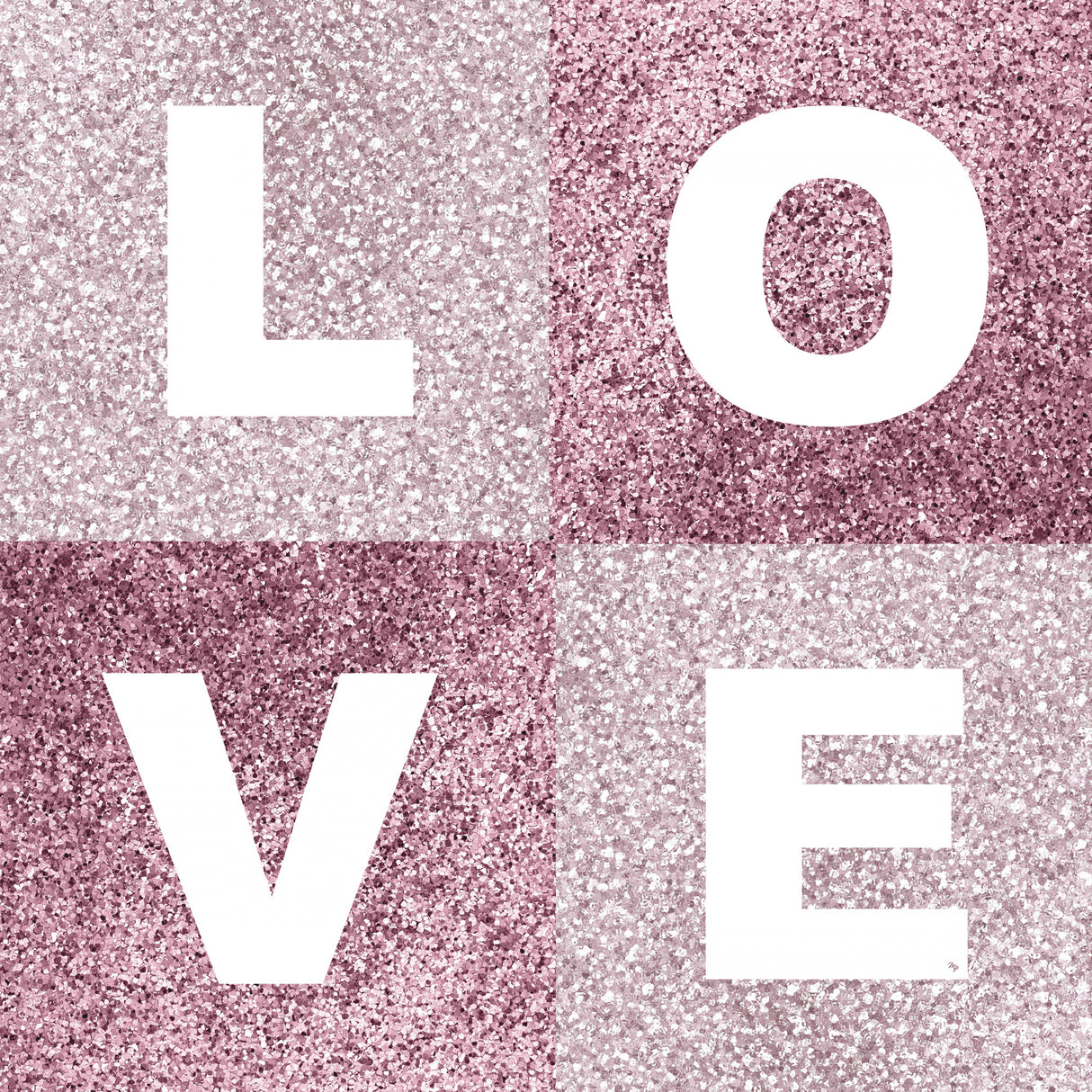 Pink Glitter Love Poster och Canvastavla
