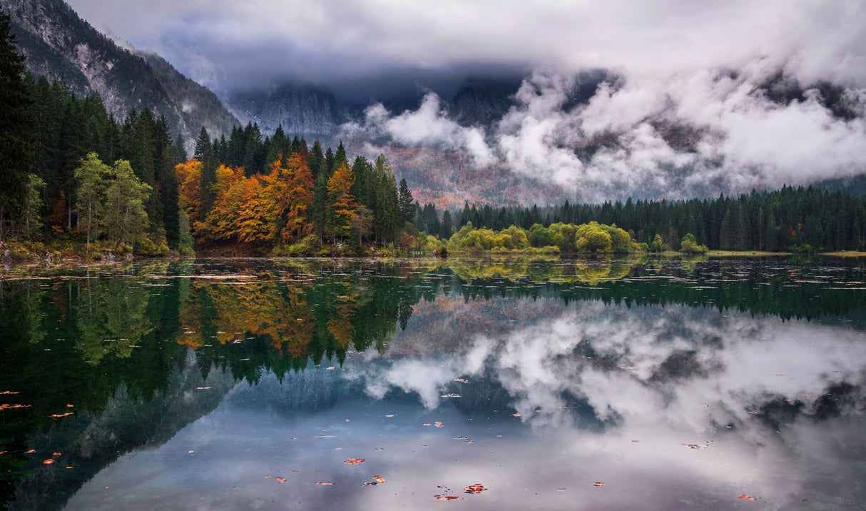 Autumn mood at Fusine lake Poster och Canvastavla