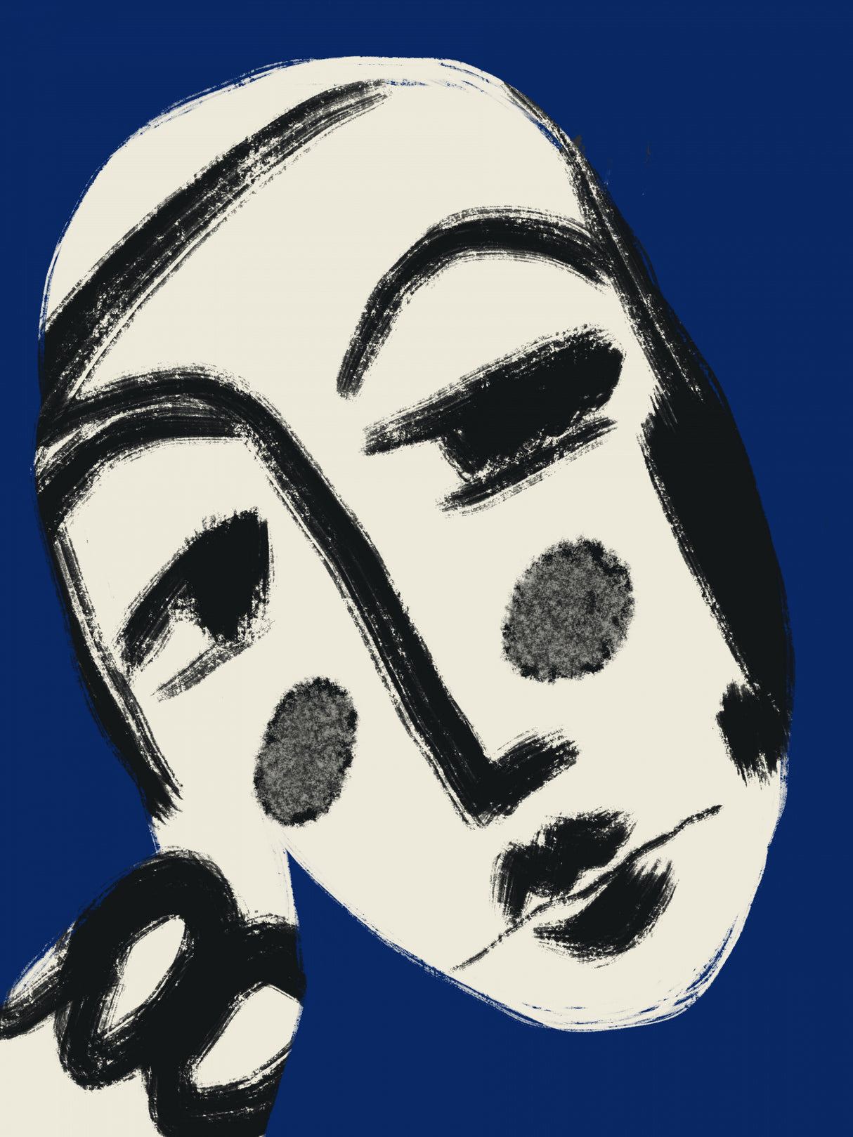 Resting Portrait In Blue Poster och Canvastavla