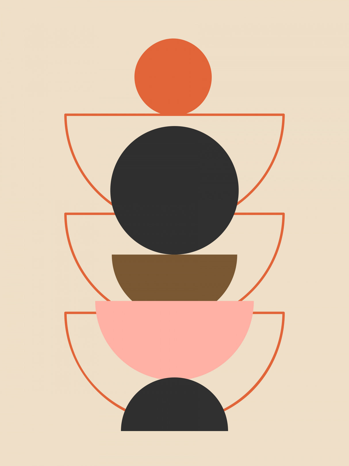 Mid Century Circle Balance Poster och Canvastavla