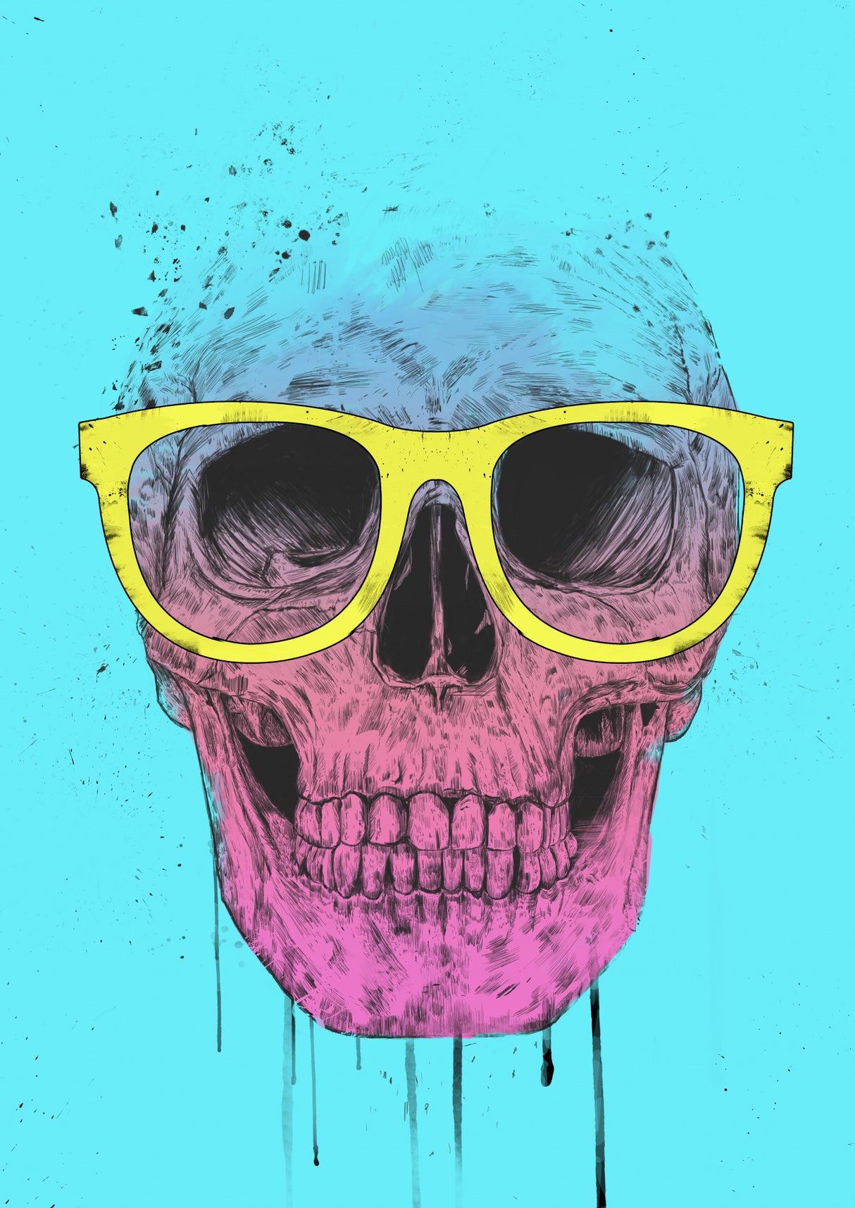 Pop art skull with glasses Poster och Canvastavla