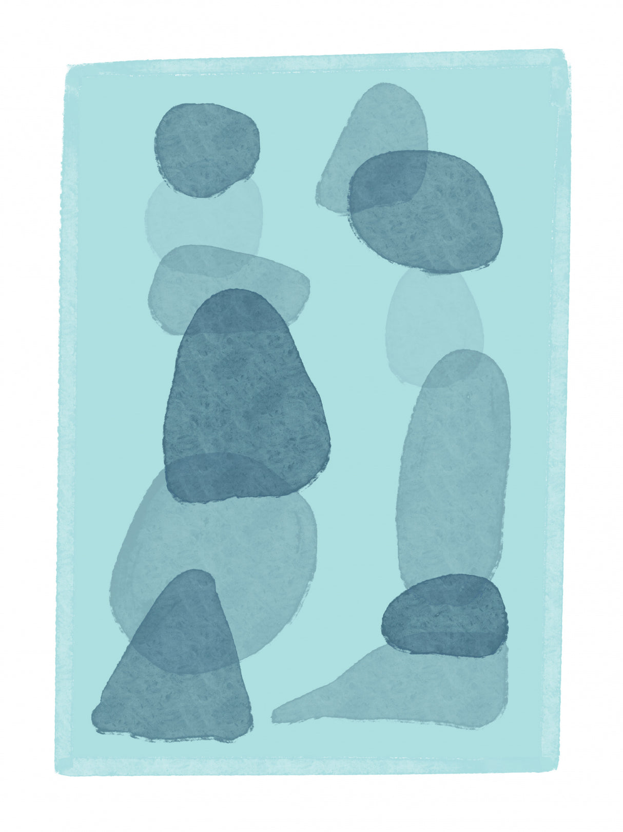 watercolour spots blue abstract minimal modern art Poster och Canvastavla