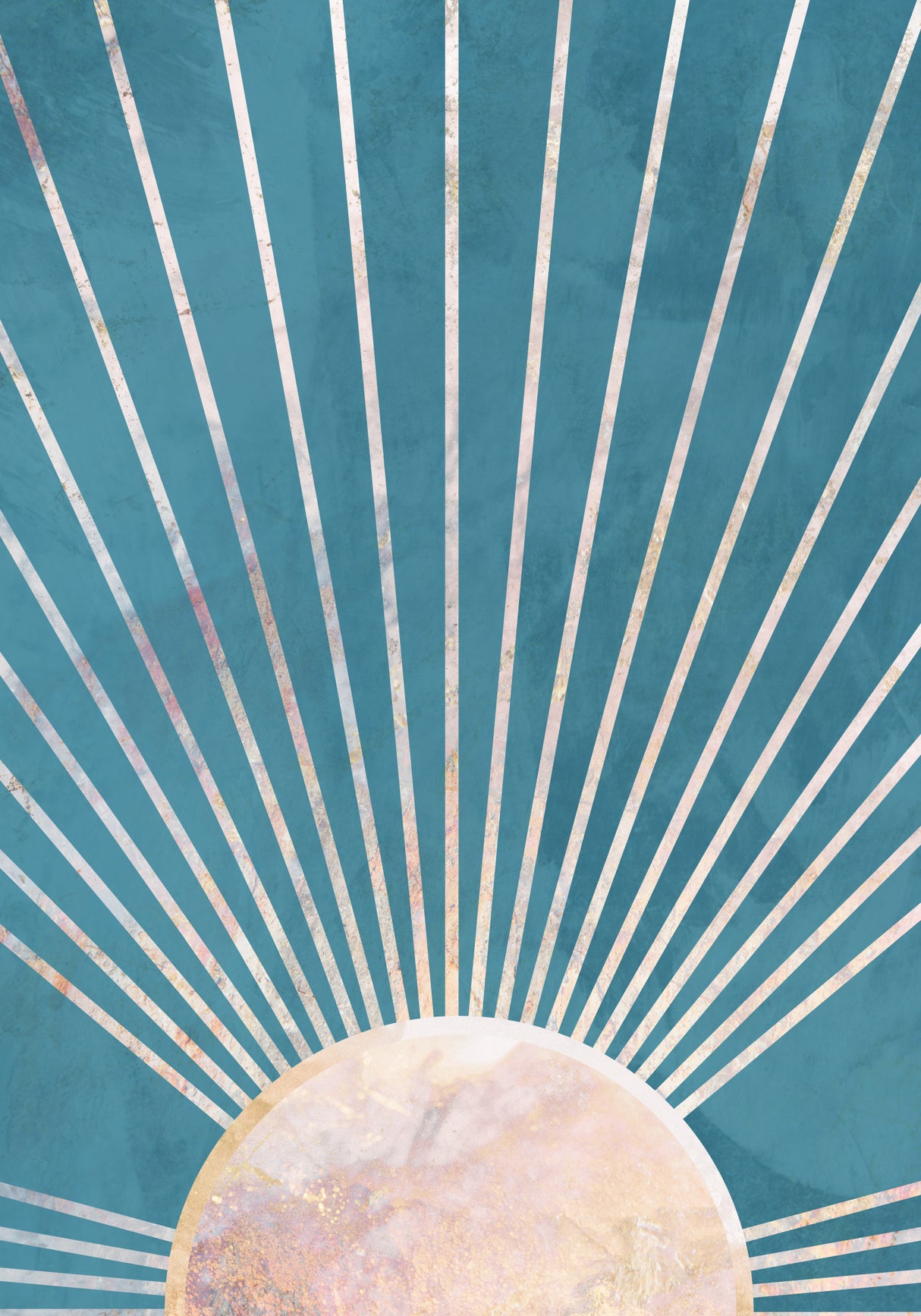 Blue Gold Sun Poster och Canvastavla