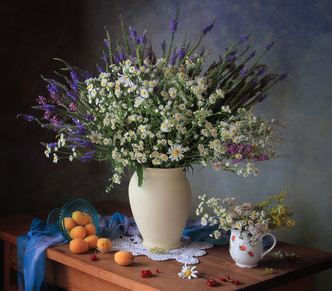 Still life with a bouquet of meadow flowers Poster och Canvastavla