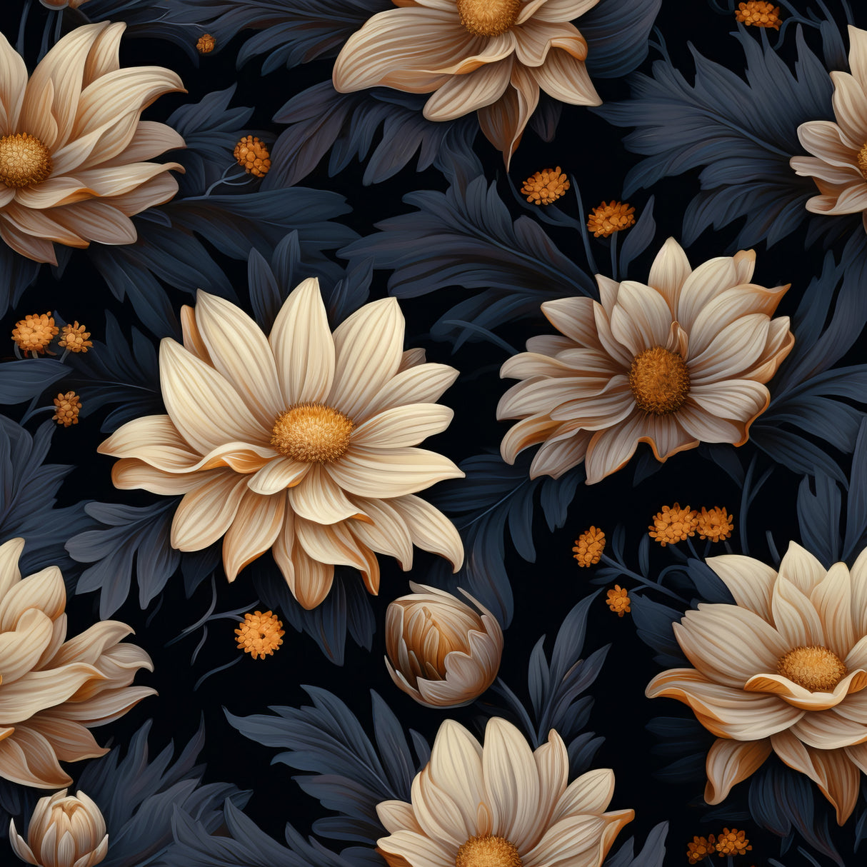 Dark Floral 1 Poster och Canvastavla