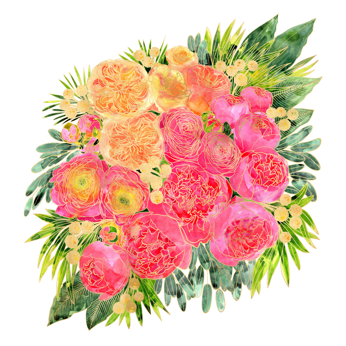 Rekha colorful watercolor bouquet Poster och Canvastavla