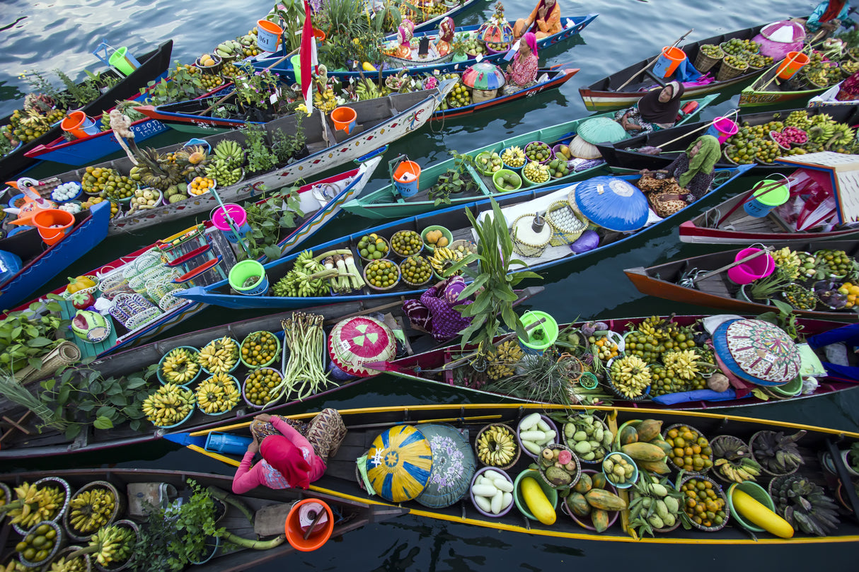 Banjarmasin Floating Market Poster och Canvastavla