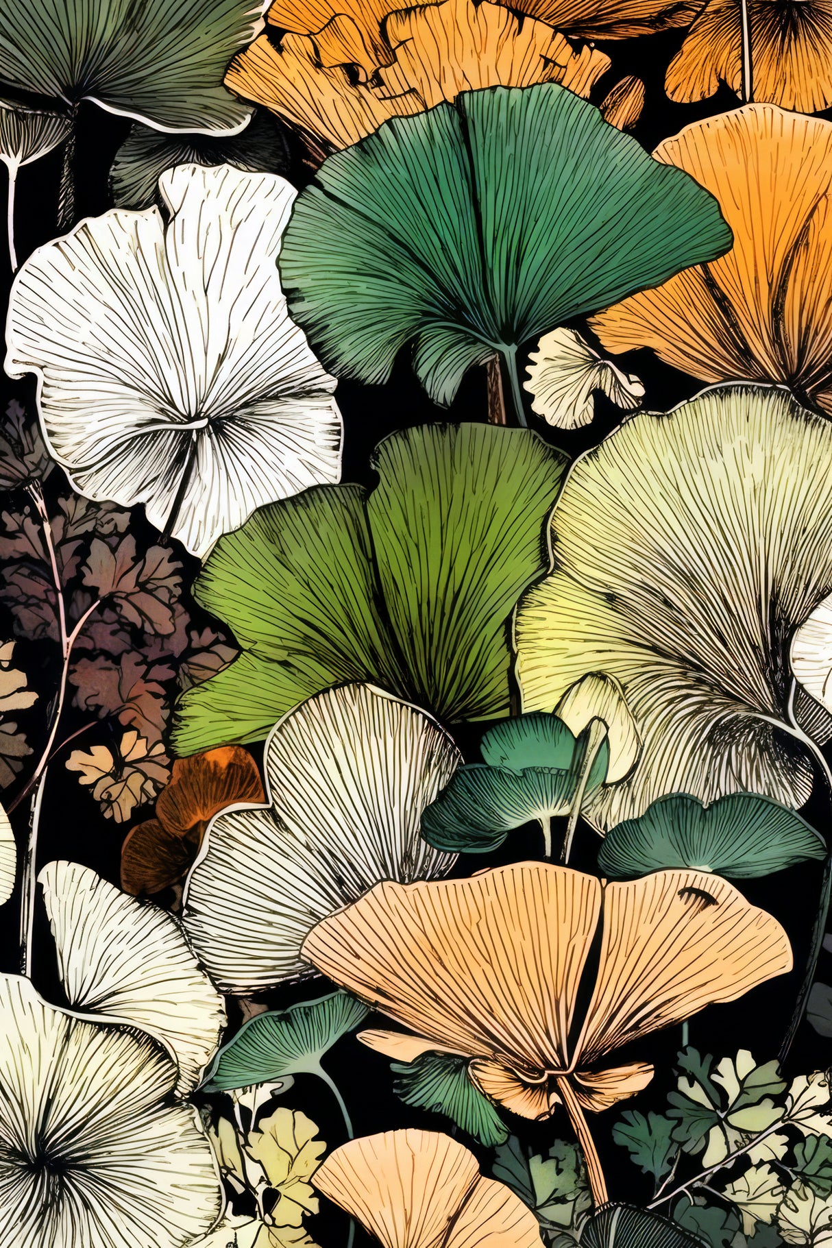 Ginko Biloba leaves 10 Poster och Canvastavla