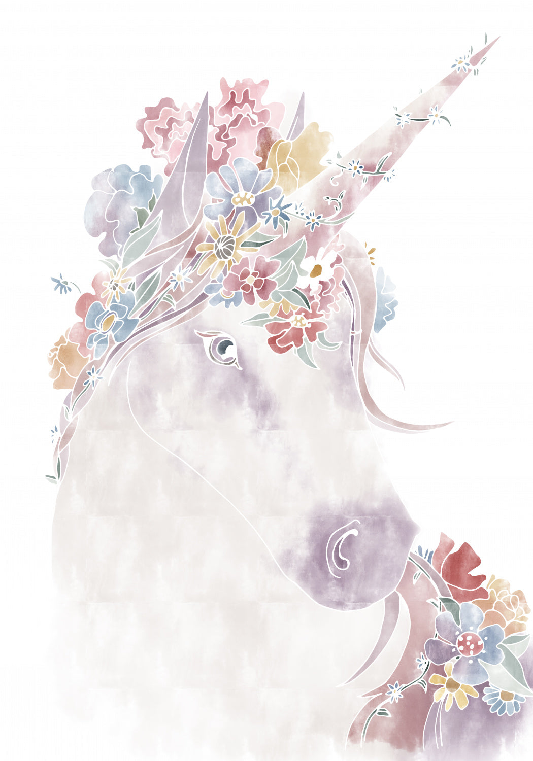 Unicorn Floral Poster och Canvastavla