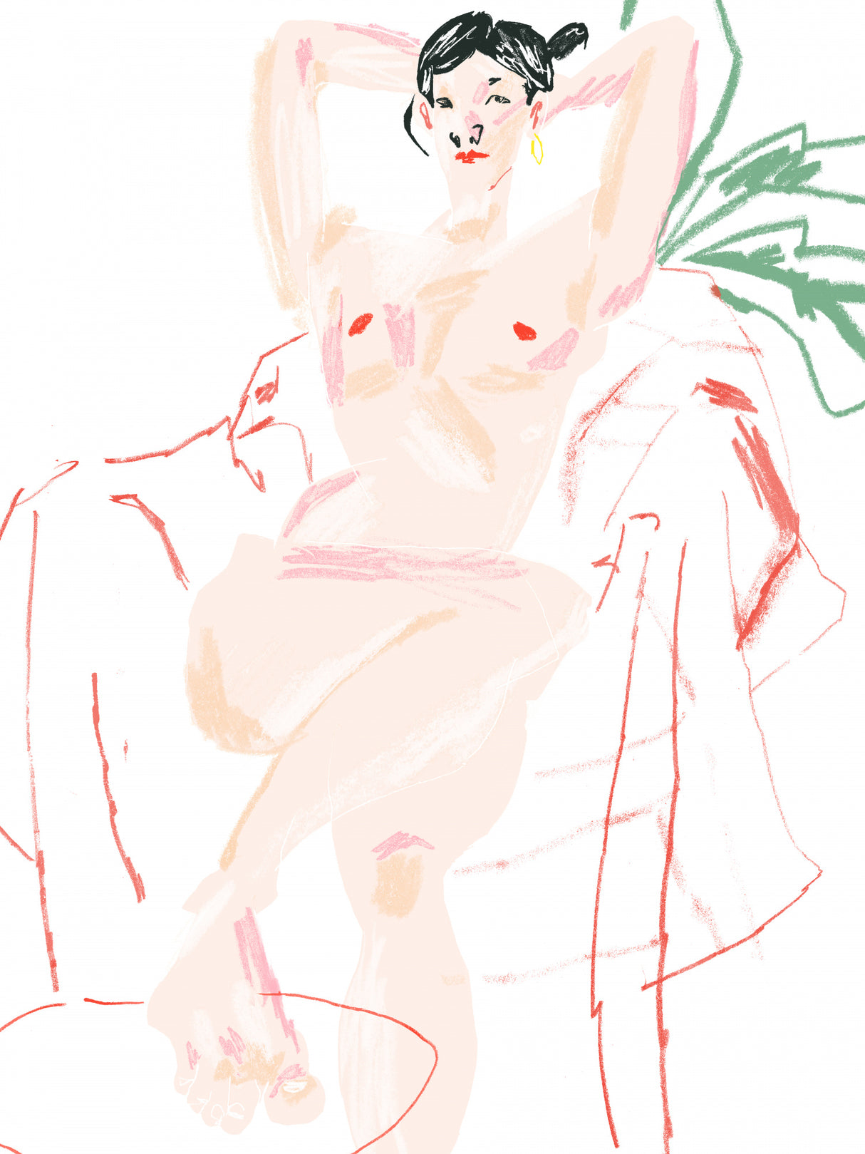 Girl Resting In A Chair Poster och Canvastavla